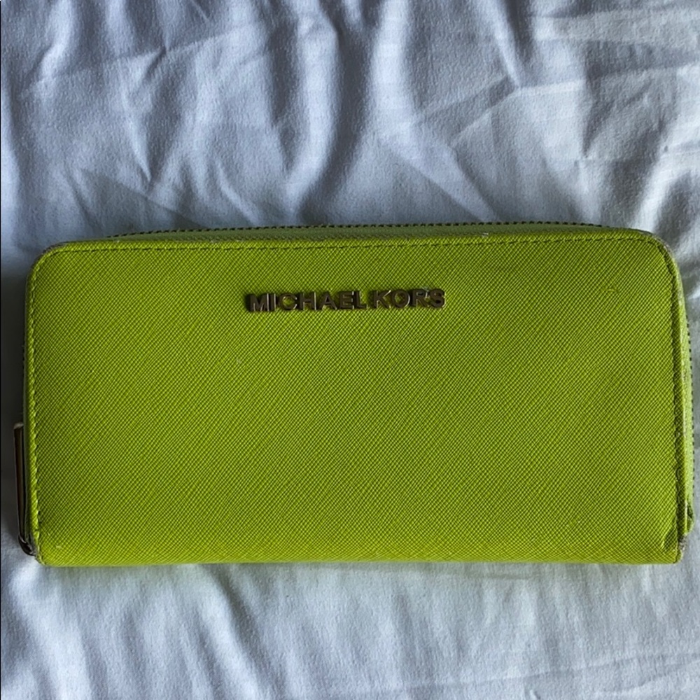 green Michael Kors wallet